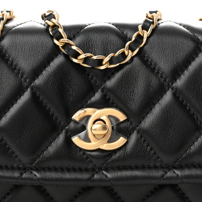 Chanel Shiny Lambskin Flap Clutch With Chain Black 6 of 11