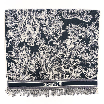 Christian Dior Cotton Toile De Jouy Reverse Towel Grey Ivory 3 of 4