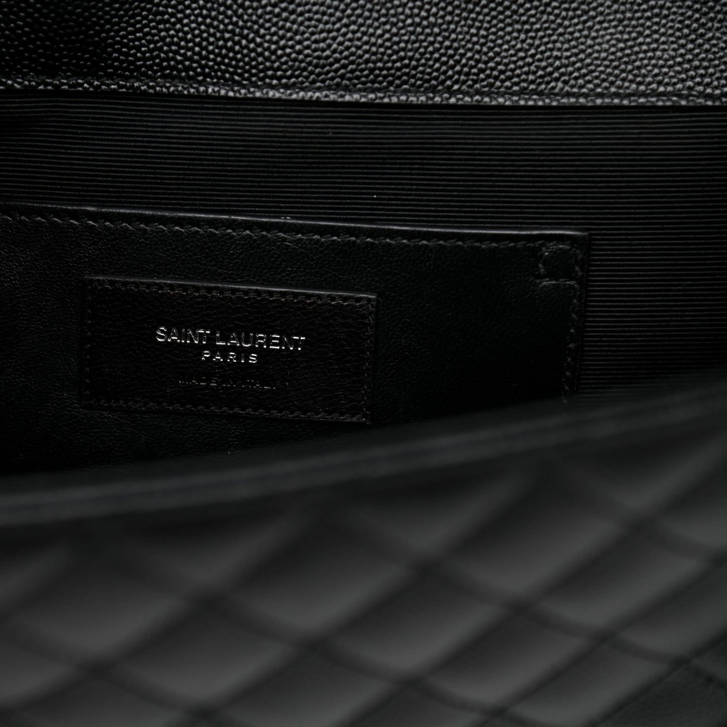 Grain De Poudre Textured Mixed Matelasse Triquilt Medium Monogram Satchel Black