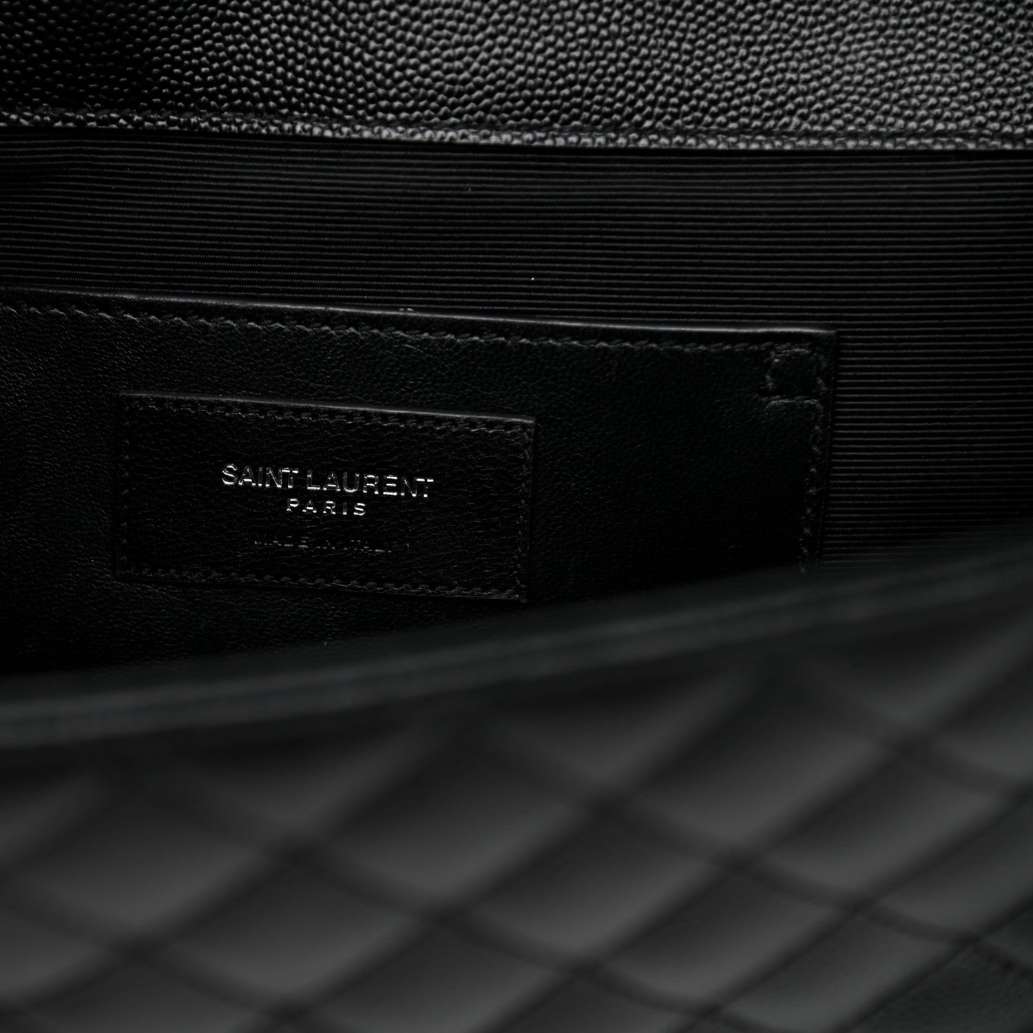 Saint Laurent Grain De Poudre Textured Mixed Matelasse Triquilt Medium Monogram Satchel Black 6 of 11