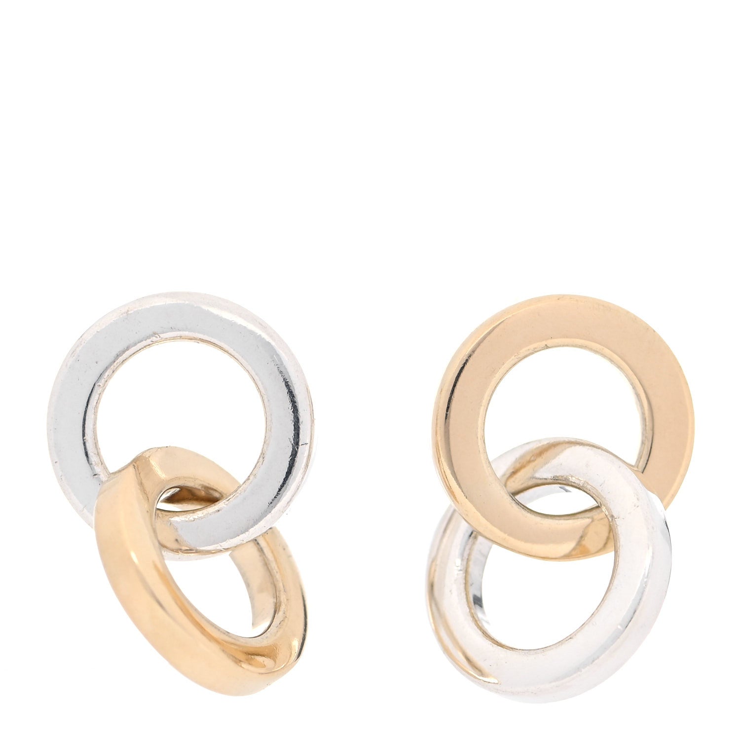 Tiffany Sterling Silver 18K Yellow Gold Interlocking Circle Earrings 1 of 8