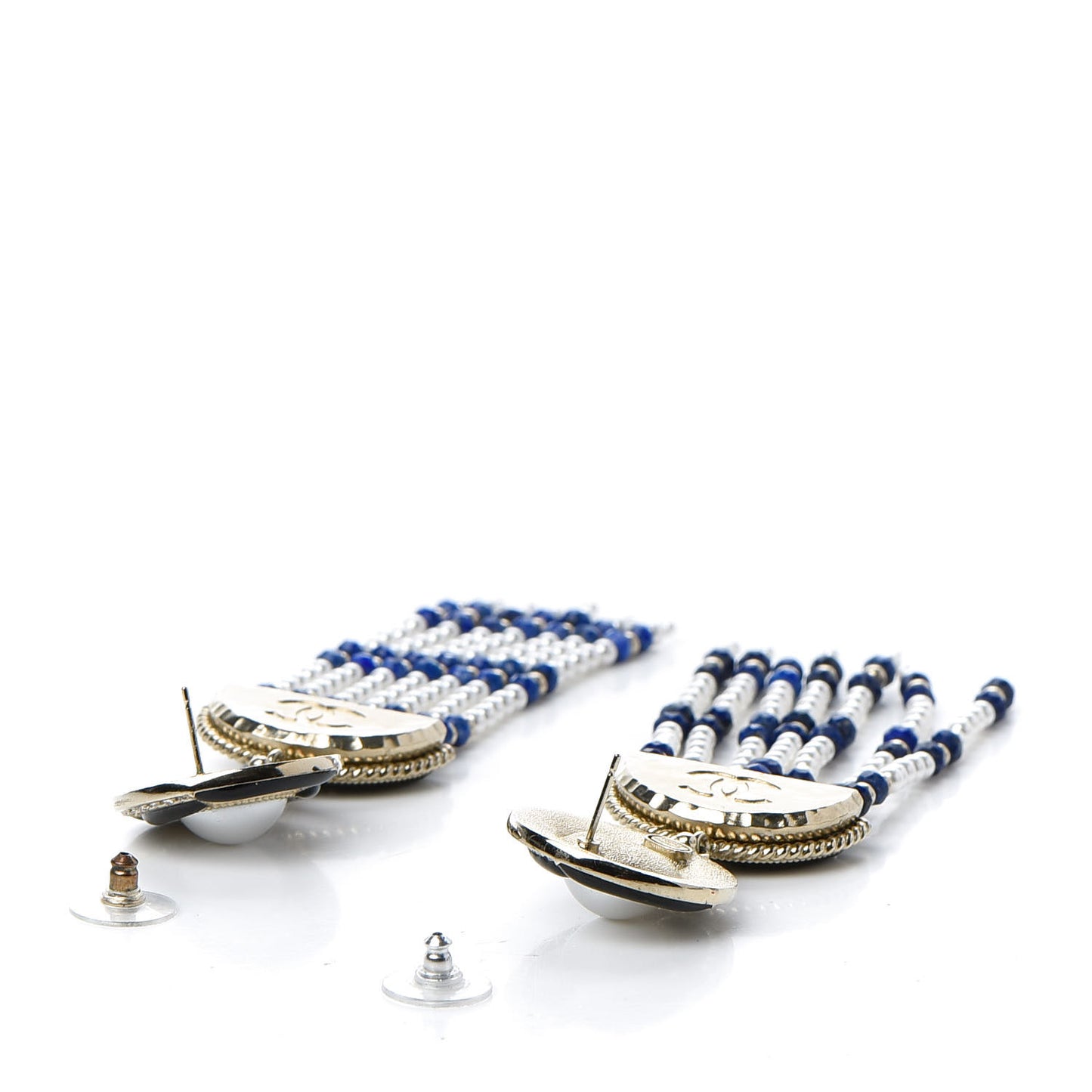 Resin Pearl Crystal Ramses Jewels Drop Earrings Gold Blue