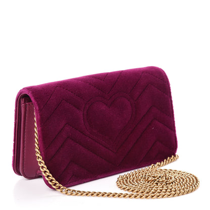 Gucci Velvet Matelasse GG Marmont Mini Bag Fuchsia Violet Cyclamen 3 of 13