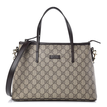 Gucci GG Supreme Monogram Small Zippered Tote Dark Brown 1 of 9