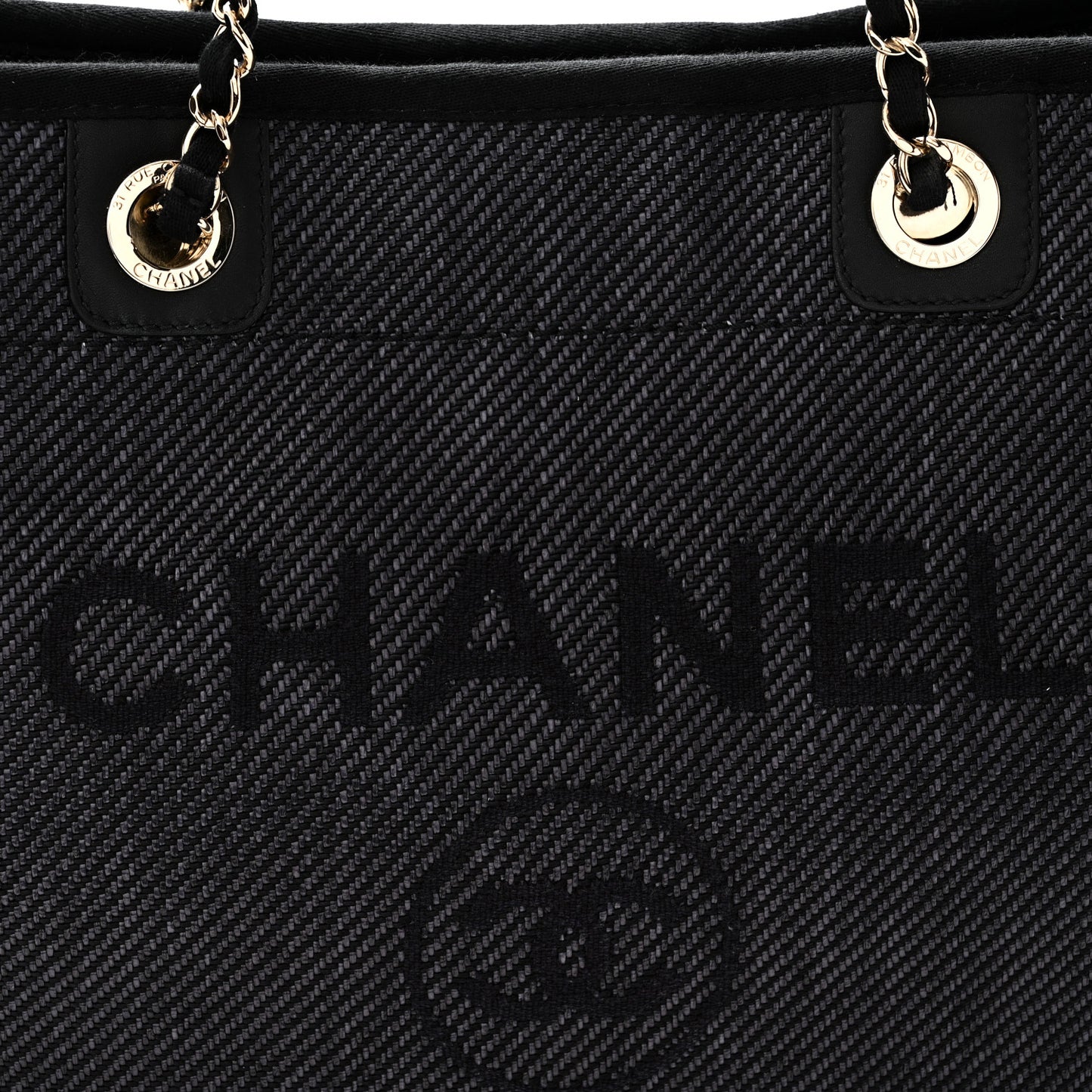 Mixed Fibers Calfskin Small Deauville Tote Black