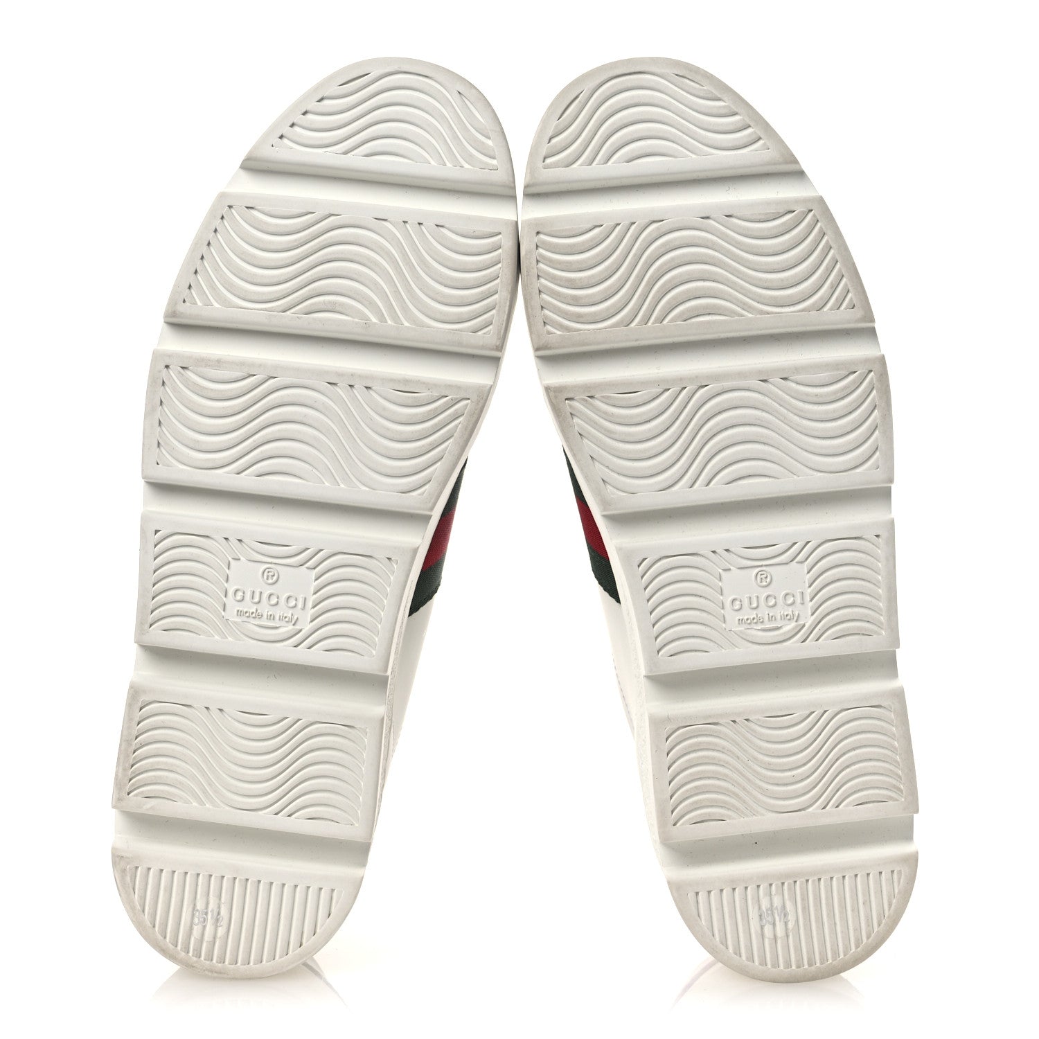 Gucci Calfskin Web Bee Embroidered Womens Ace Platform Sneakers 35.5 White 7 of 11