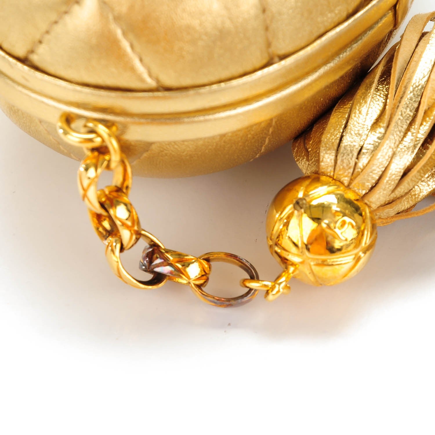 Chanel Lambskin Quilted Tassel Clutch Bag Gold 8 of 8