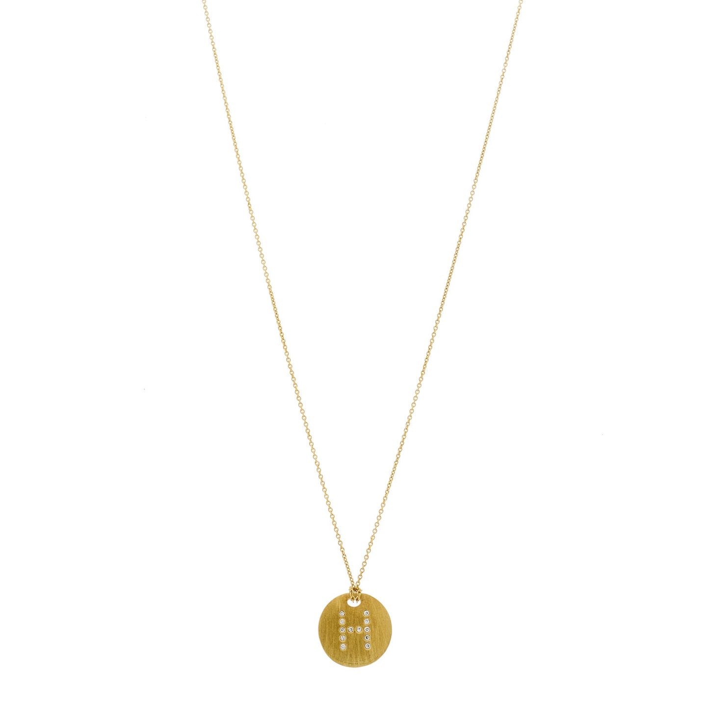 18K Yellow Gold Diamond Tiny Treasures Initial H Pendant Necklace