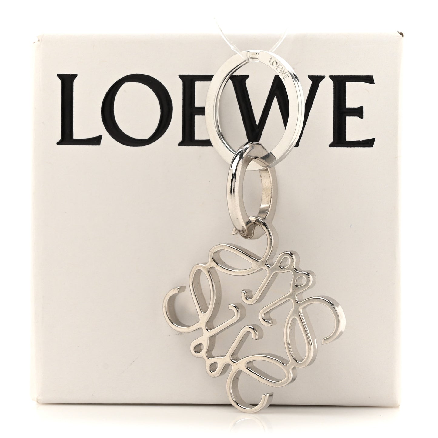 Metal Anagram Bag Charm Key Holder Silver