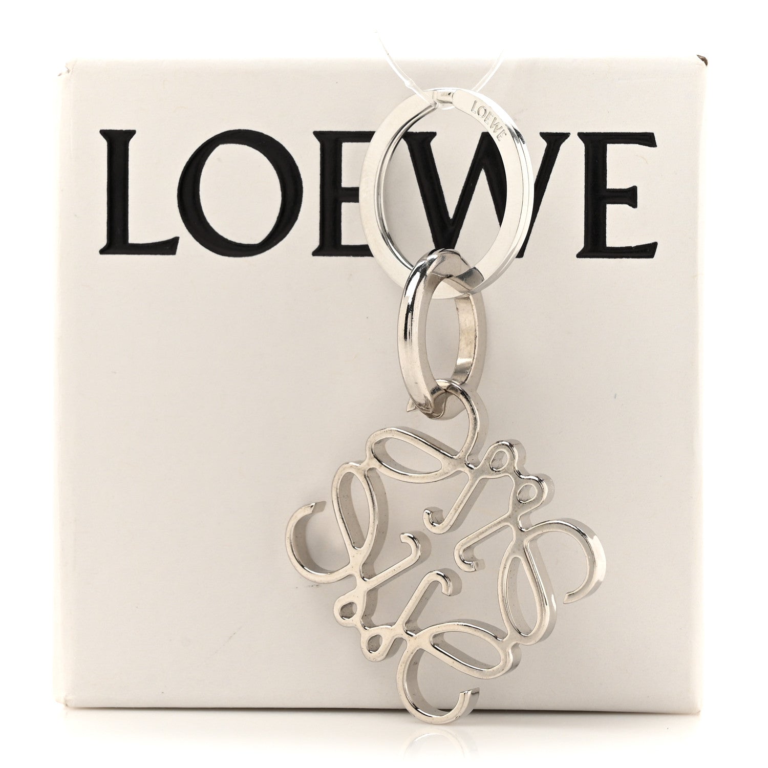 Loewe Metal Anagram Bag Charm Key Holder Silver 4 of 4