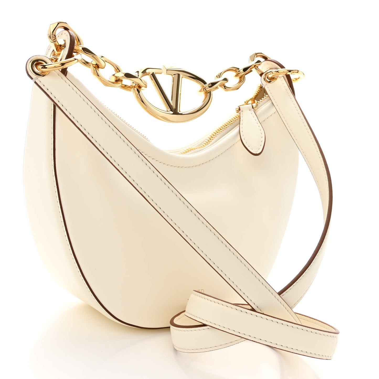 Nappa Mini Vlogo Moon Hobo Bag Ivory