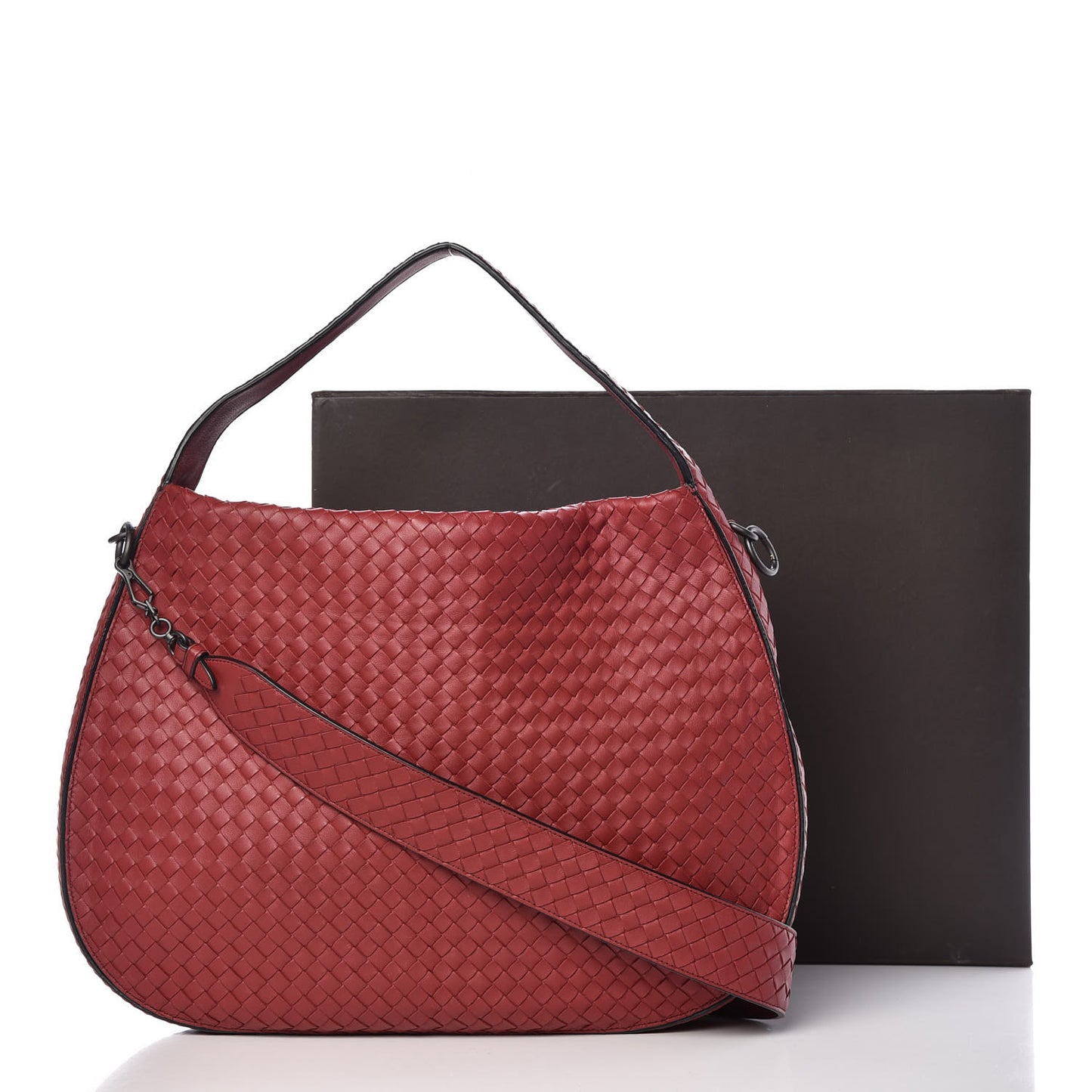 Nappa Intrecciato Large City Hobo Baccara Rose Nero