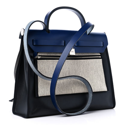 Hermes Toile H Berline Vache Hunter Herbag Zip PM 31 Bleu Encre Black 4 of 12