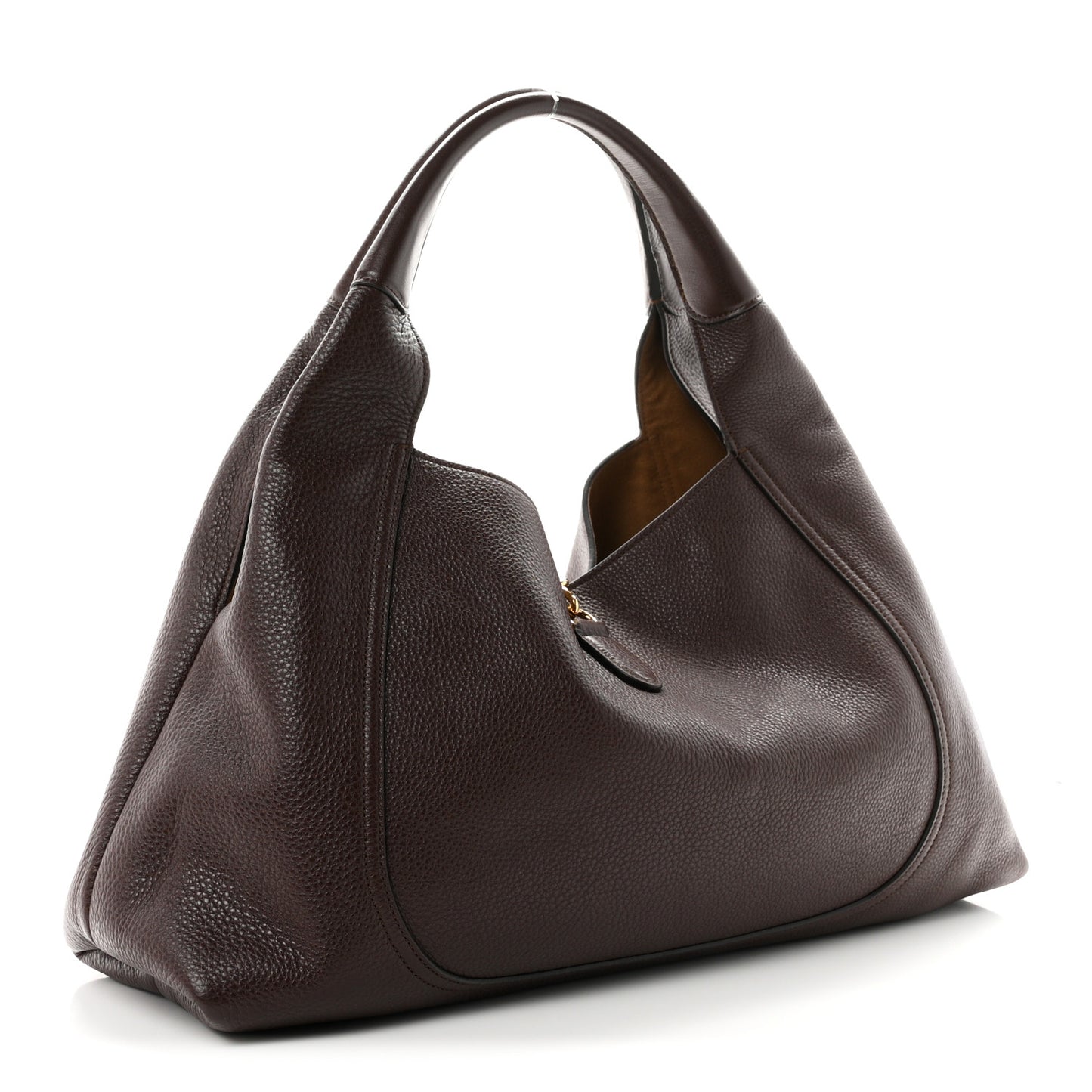Grained Calfskin Softbit Maxi Shoulder Bag Dark Brown