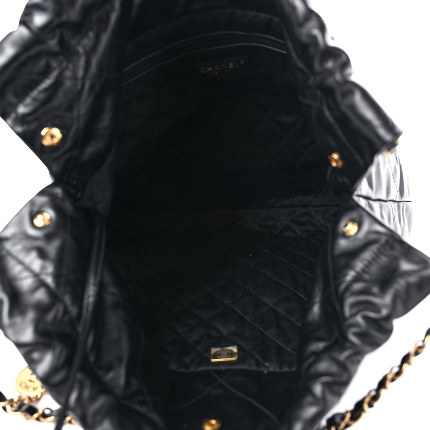 Shiny Calfskin Quilted Chanel 22 Black