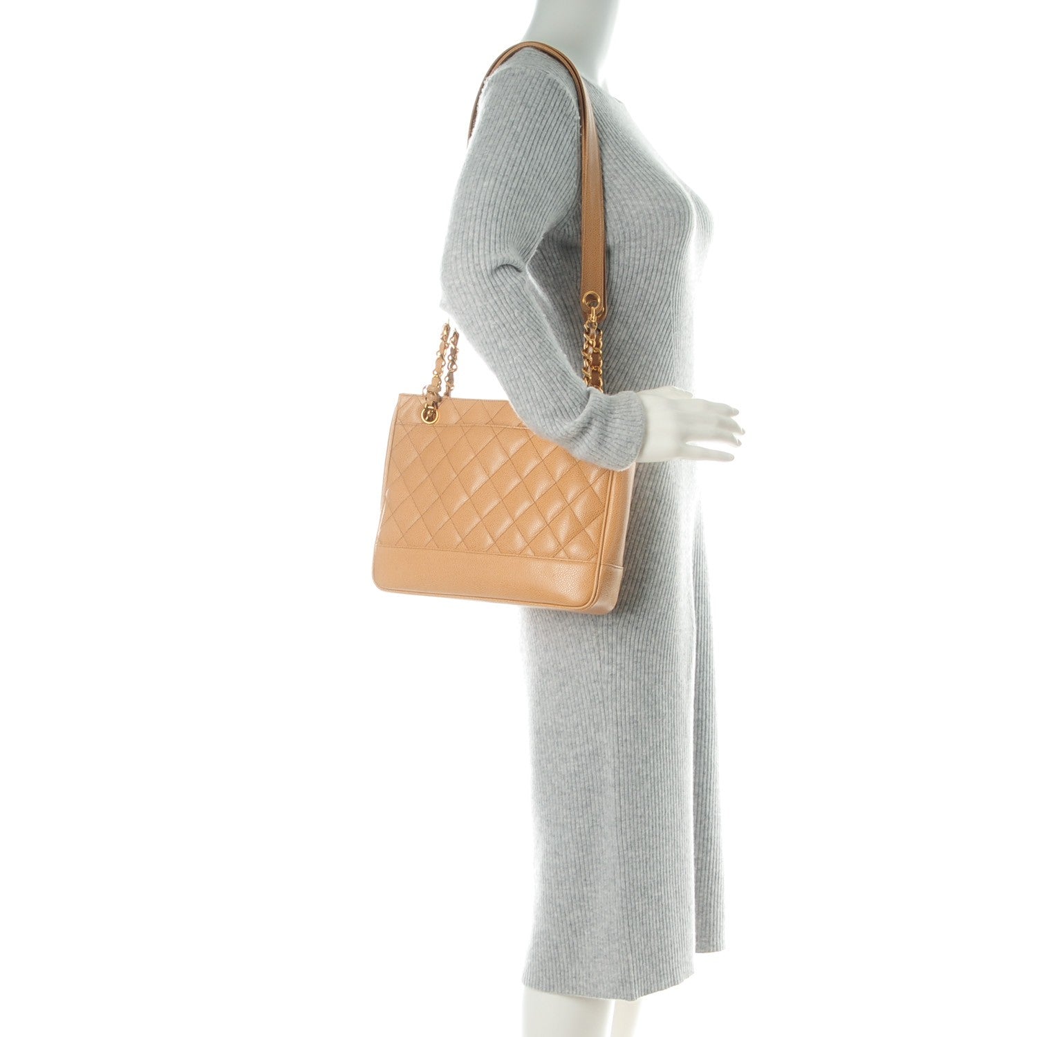 Chanel Caviar Quilted Shoulder Bag Beige 2 of 9