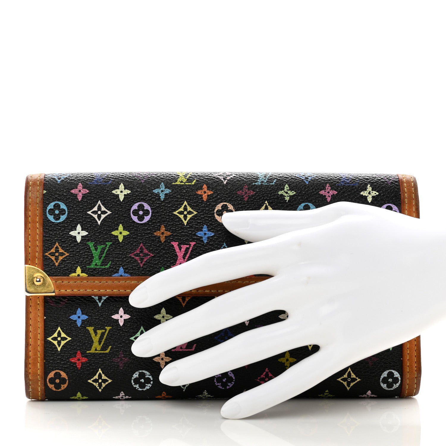 Louis Vuitton Monogram Multicolor Porte Tresor International Wallet Black 2 of 11