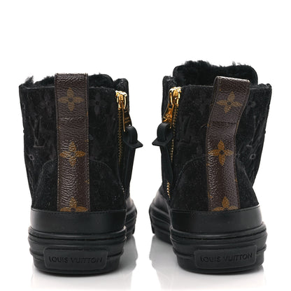 Louis Vuitton Suede Monogram Stellar Sneaker Boots 35 Black 5 of 9