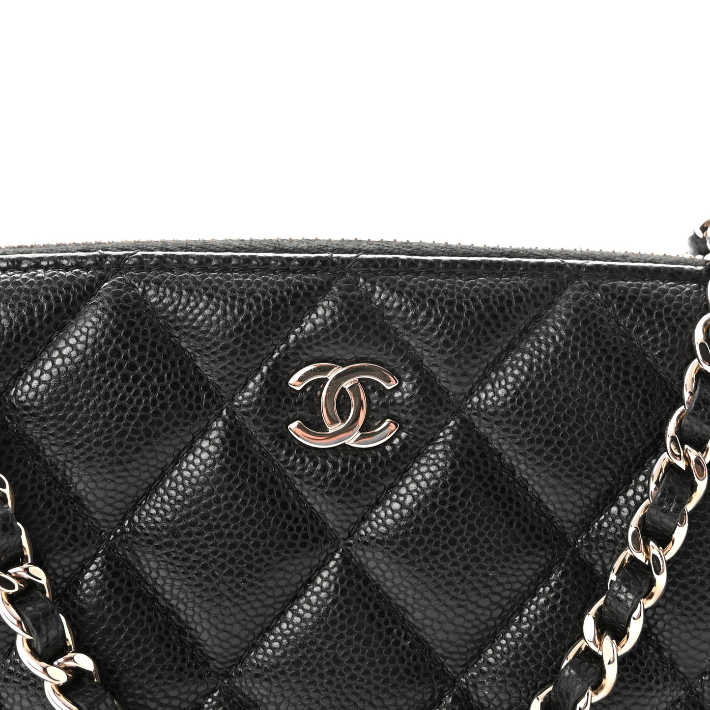 Caviar Quilted Purse With Chain Black