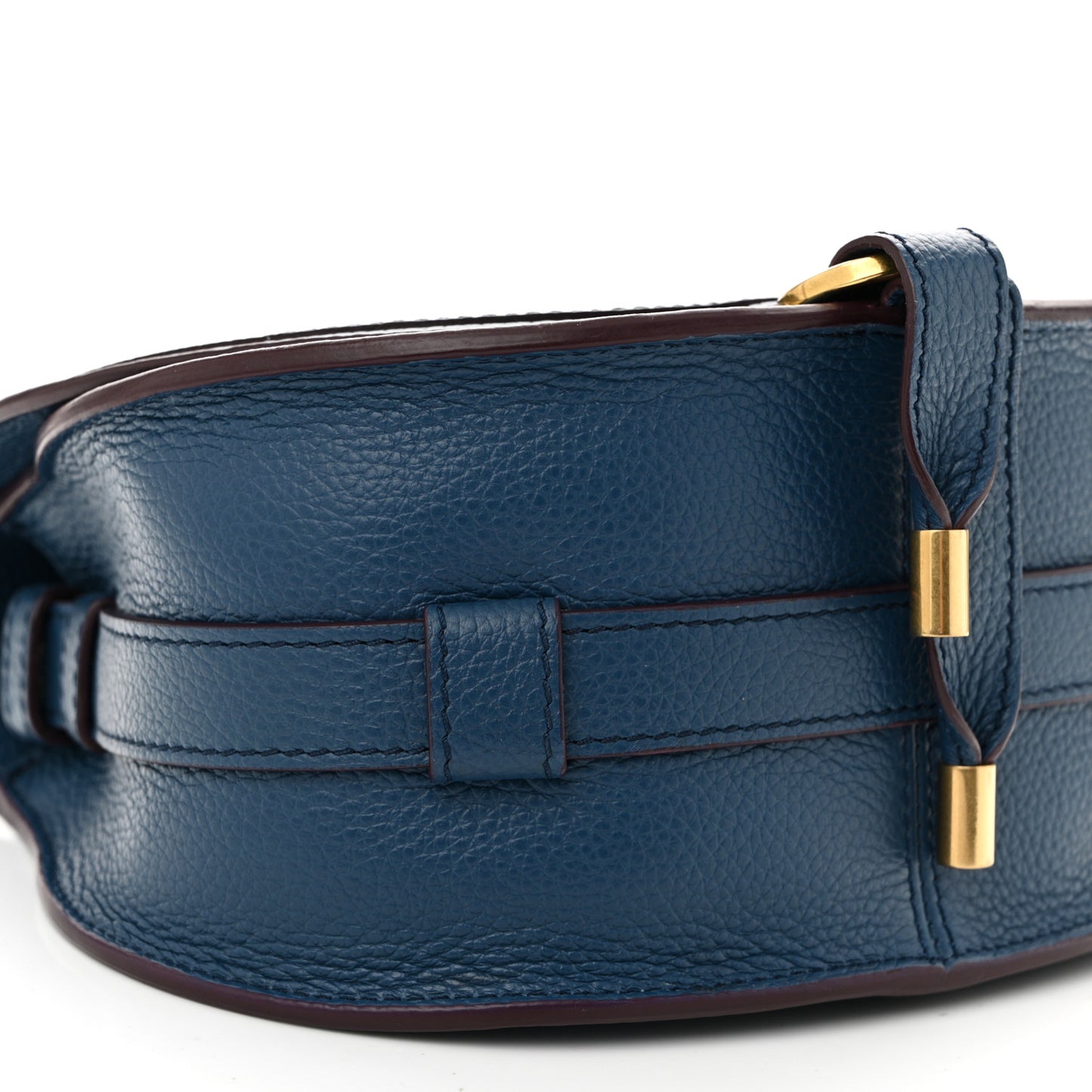 Calfskin Small Marcie Round Crossbody Bag Deep Denim