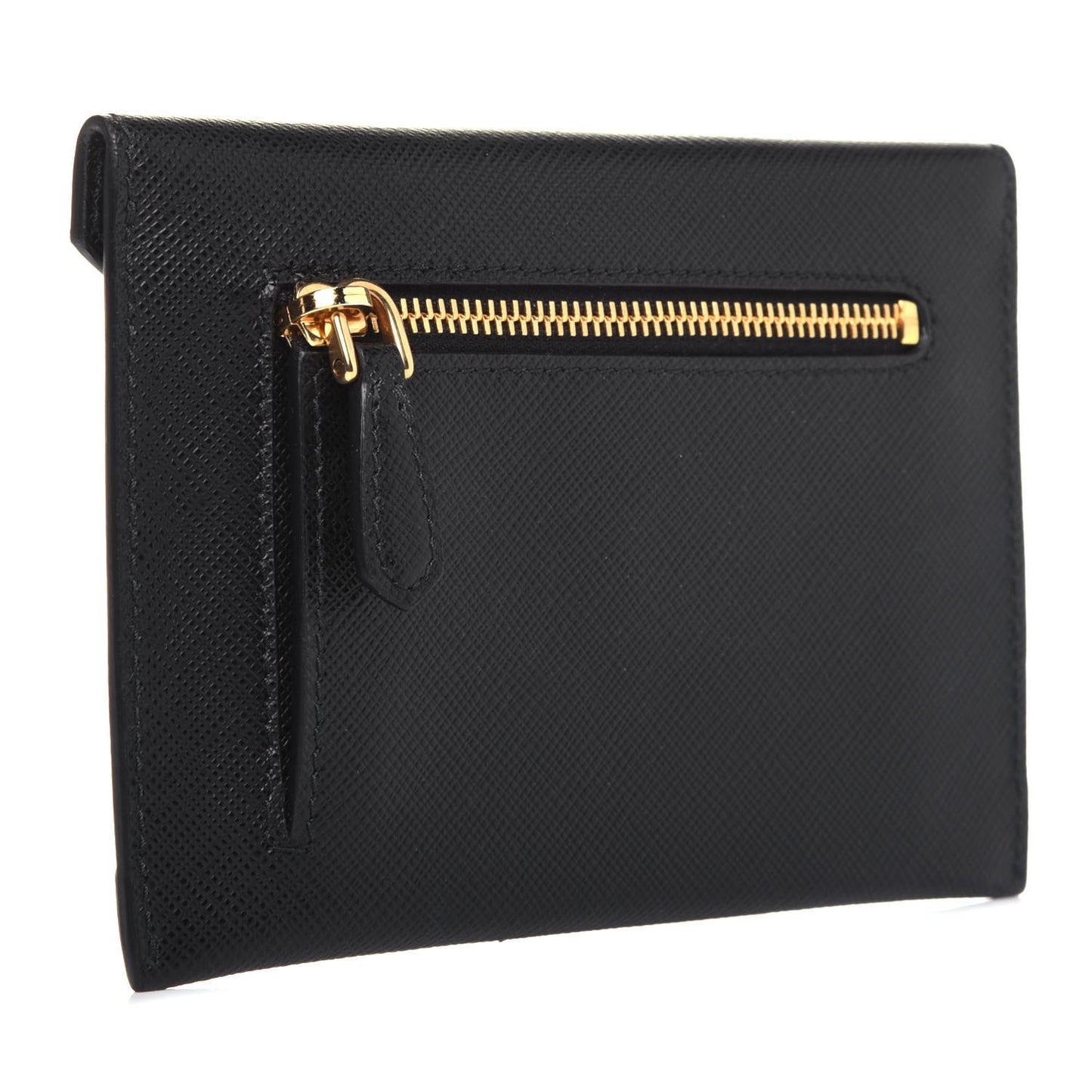 Saffiano Metal Envelope Compact Wallet Black