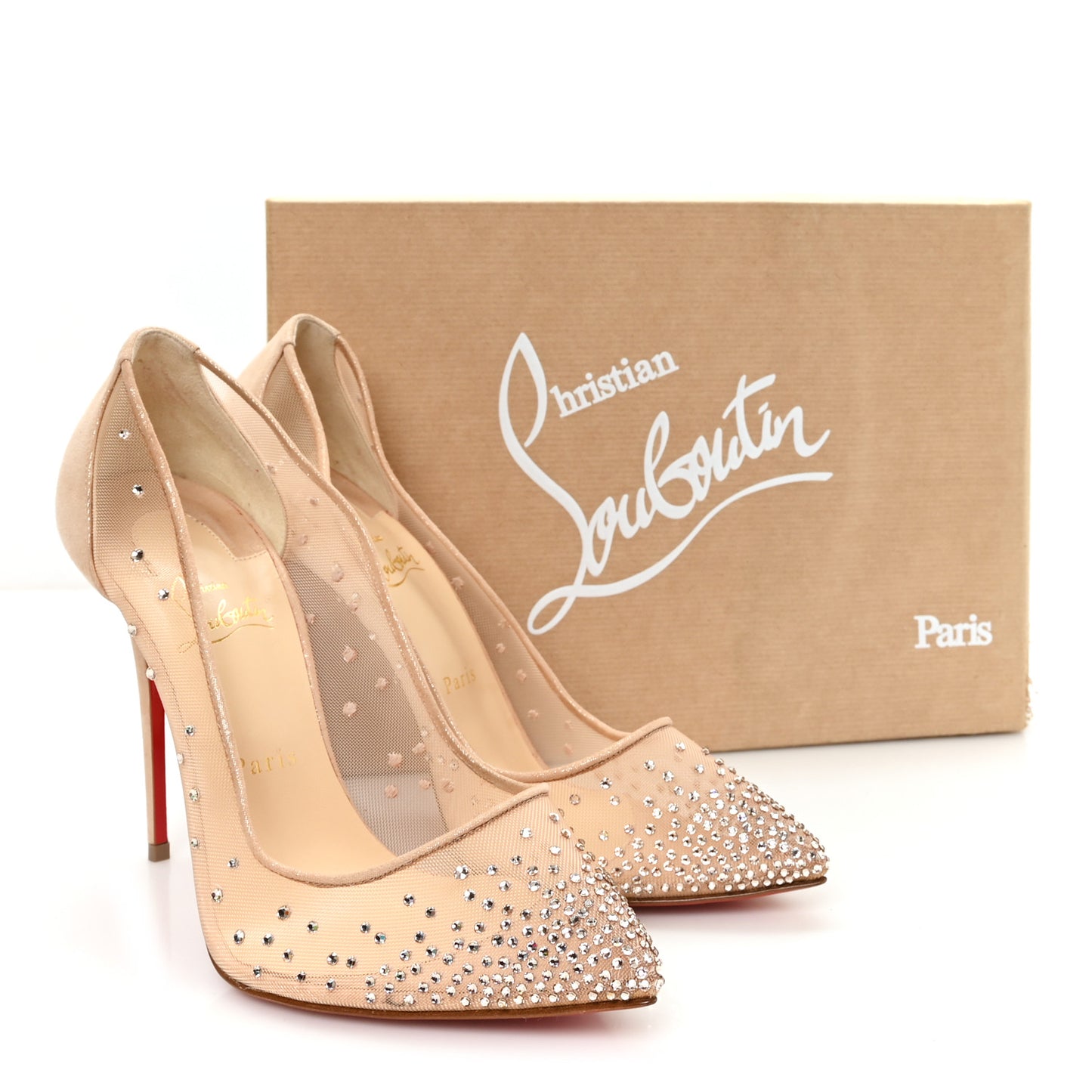 Suede Lame Crystal Strass Follies 100 Pumps  41 Light Silk