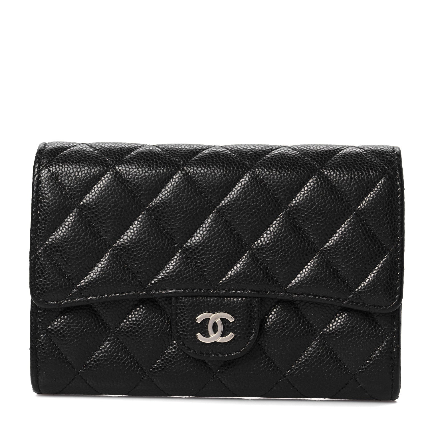 Chanel Caviar Quilted Large Gusset Flap Wallet Black 1 of 8