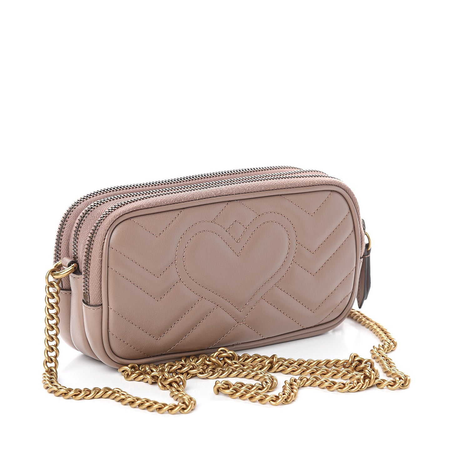 Calfskin Matelasse Mini GG Marmont Chain Crossbody Bag Porcelain Rose