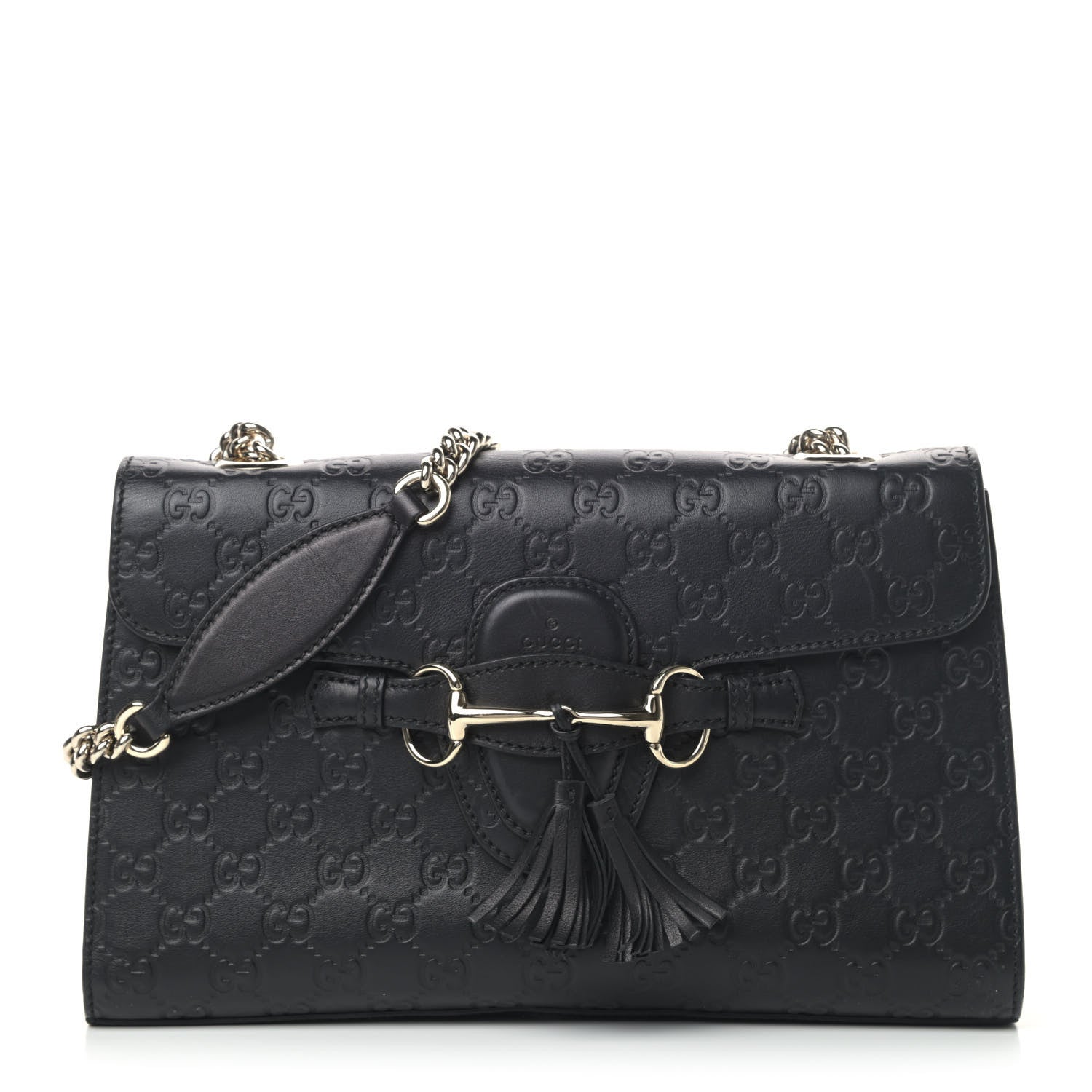 Gucci Guccissima Medium Emily Chain Shoulder Bag Black 1 of 4