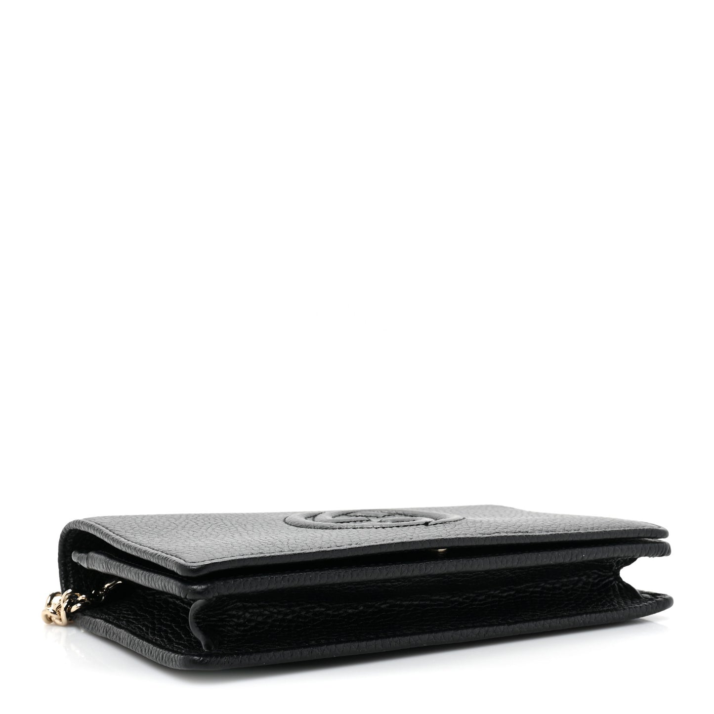 Pebbled Calfskin Soho Wallet On Chain Black