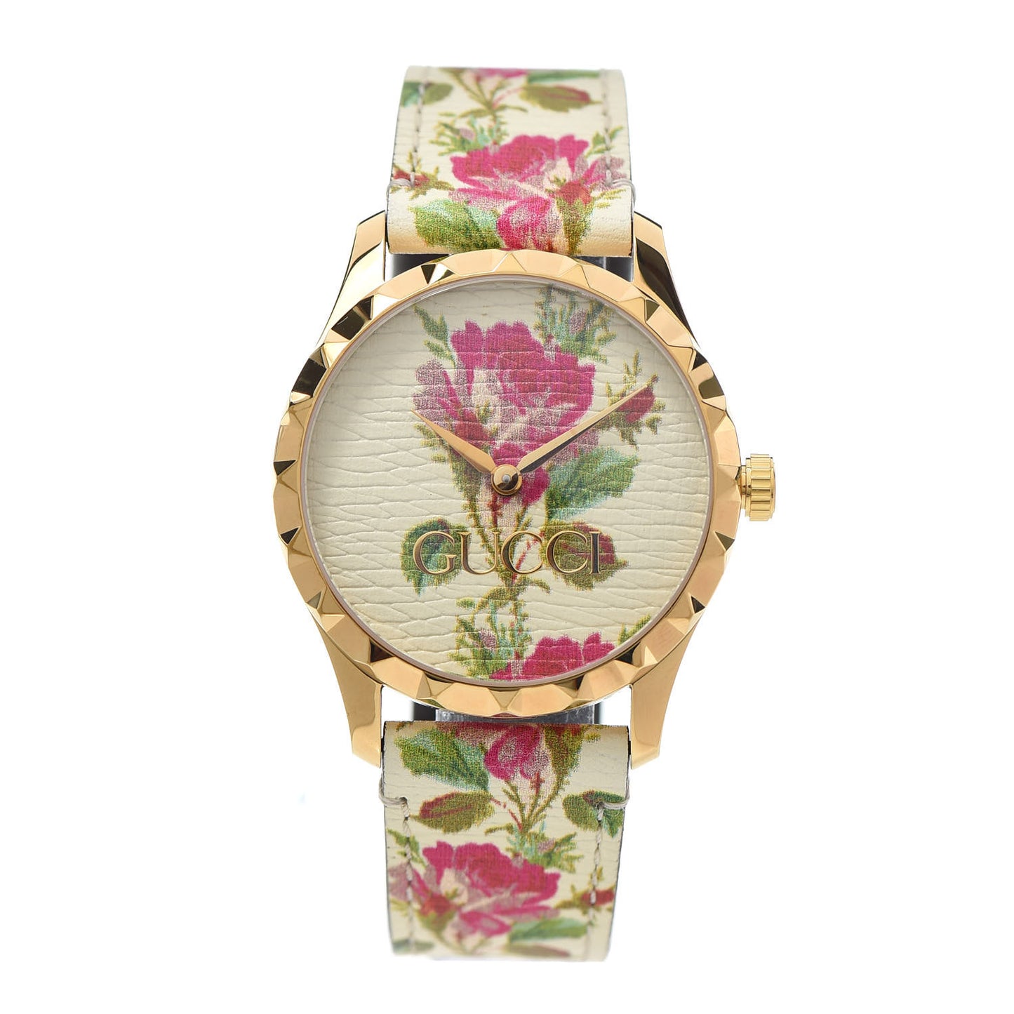 Stainless Steel Calfskin 38mm G-Timeless Floral Quartz Watch Ivory