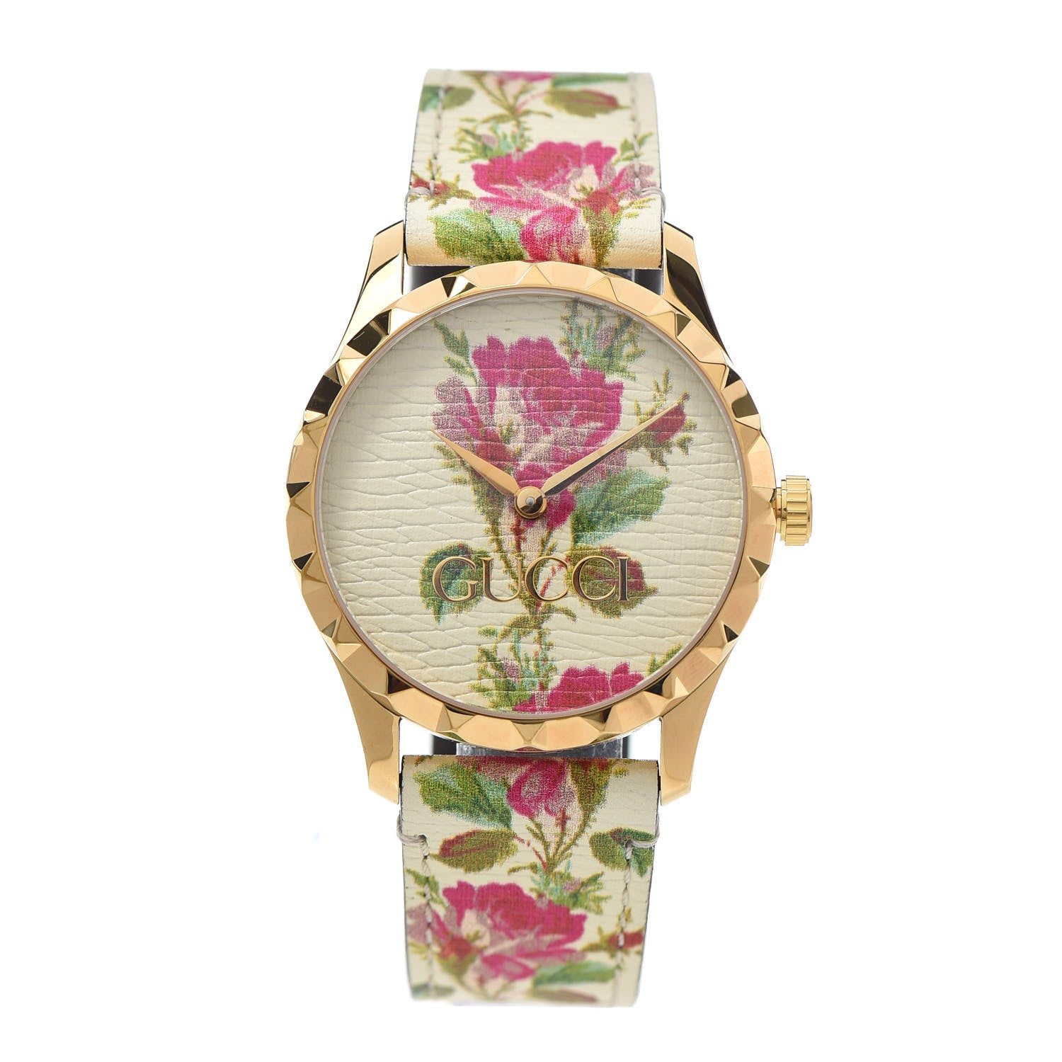 Gucci Stainless Steel Calfskin 38mm G-Timeless Floral Quartz Watch Ivory 1 of 5