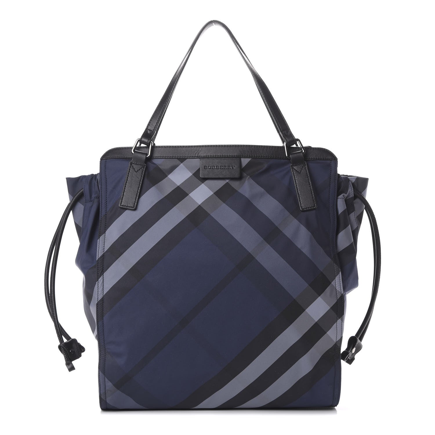 Burberry Nylon Check Small Buckleigh Packable Tote Navy Blue 1 of 12