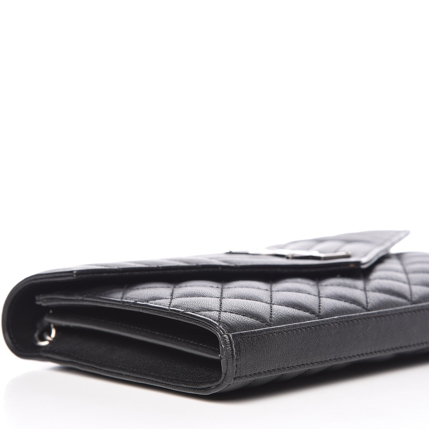 Saint Laurent Sheepskin Tri-Quilt Monogram Envelope Chain Wallet Black 9 of 11