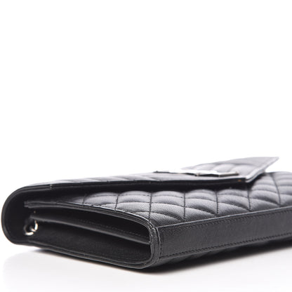 Saint Laurent Sheepskin Tri-Quilt Monogram Envelope Chain Wallet Black 9 of 11