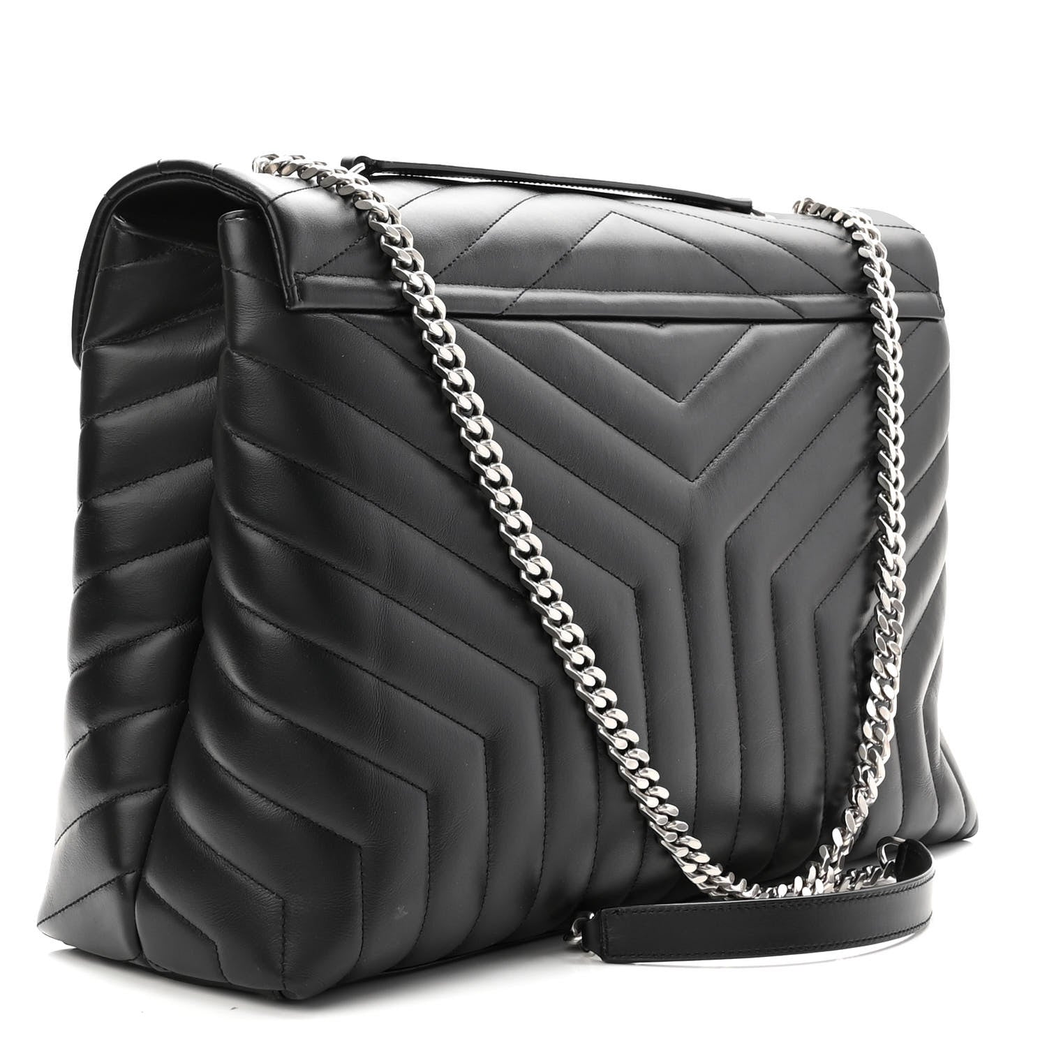 Saint Laurent Calfskin Y Quilted Monogram Large Loulou Chain Satchel Black 2 of 9