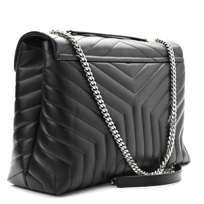 Saint Laurent Calfskin Y Quilted Monogram Large Loulou Chain Satchel Black 2 of 9