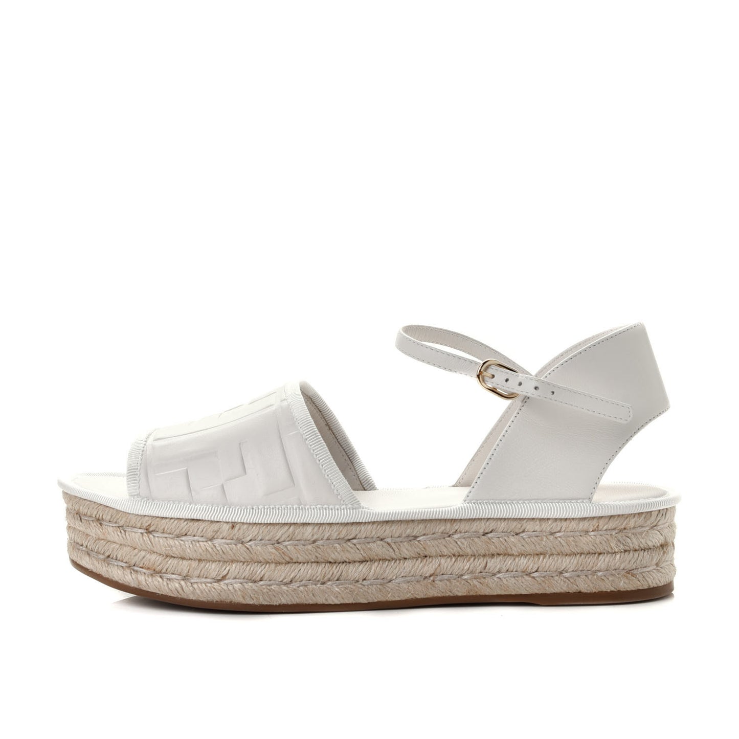 Nappa FF Embossed Espadrille Platform Sandals 37 Snow
