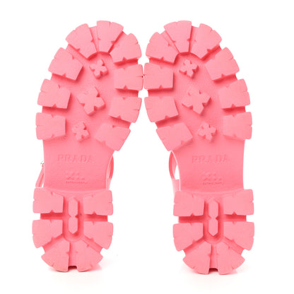 Prada Foam Rubber Metal Triangle Logo Monolith 55mm Cage Sandals 38 Begonia 5 of 9