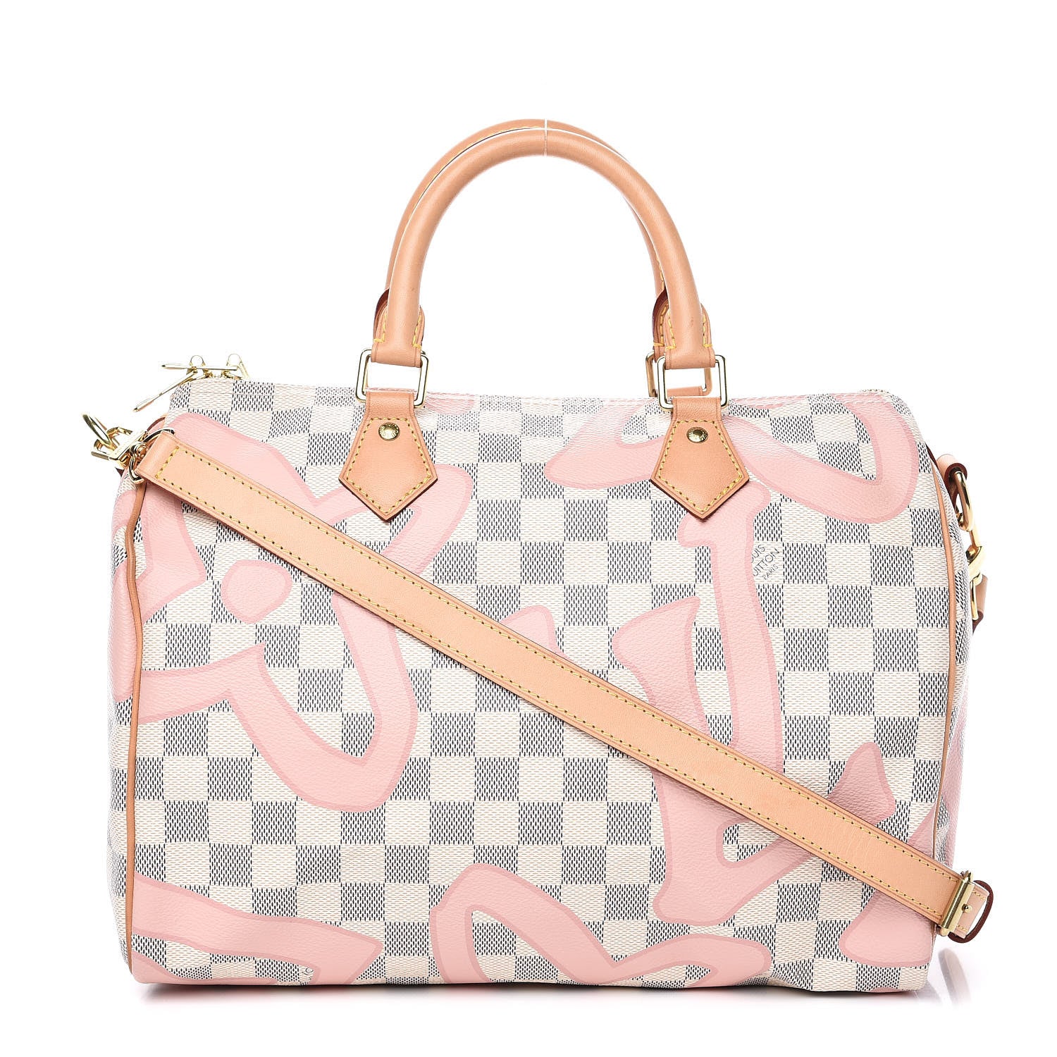 Louis Vuitton Damier Azur Tahitienne Speedy Bandouliere 30 Rose Ballerine 1 of 12