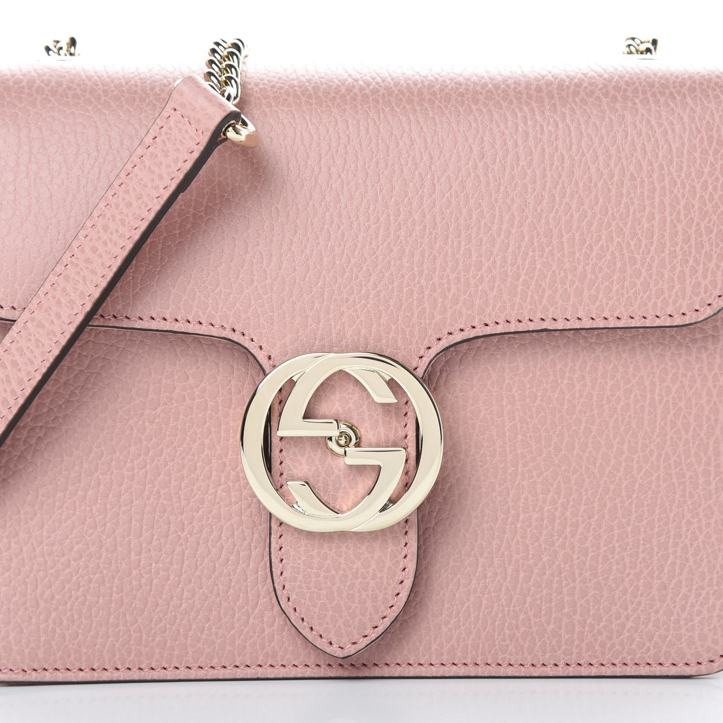 Dollar Calfskin Small Interlocking G Shoulder Bag Soft Pink