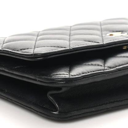 Chanel Lambskin Quilted Wallet On Chain WOC Black 10 of 11