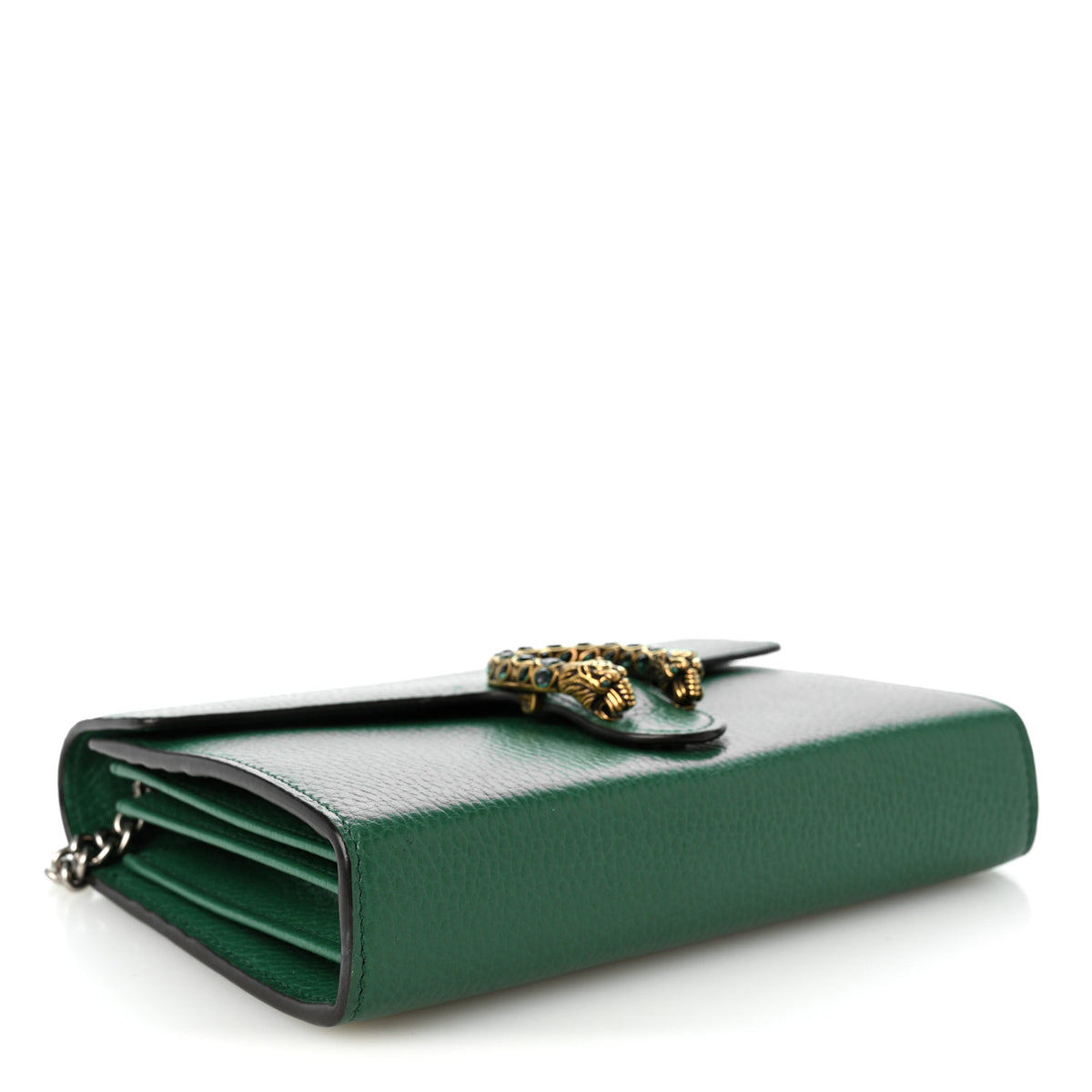 Gucci Calfskin Mini Dionysus Chain Wallet Emerald 4 of 10