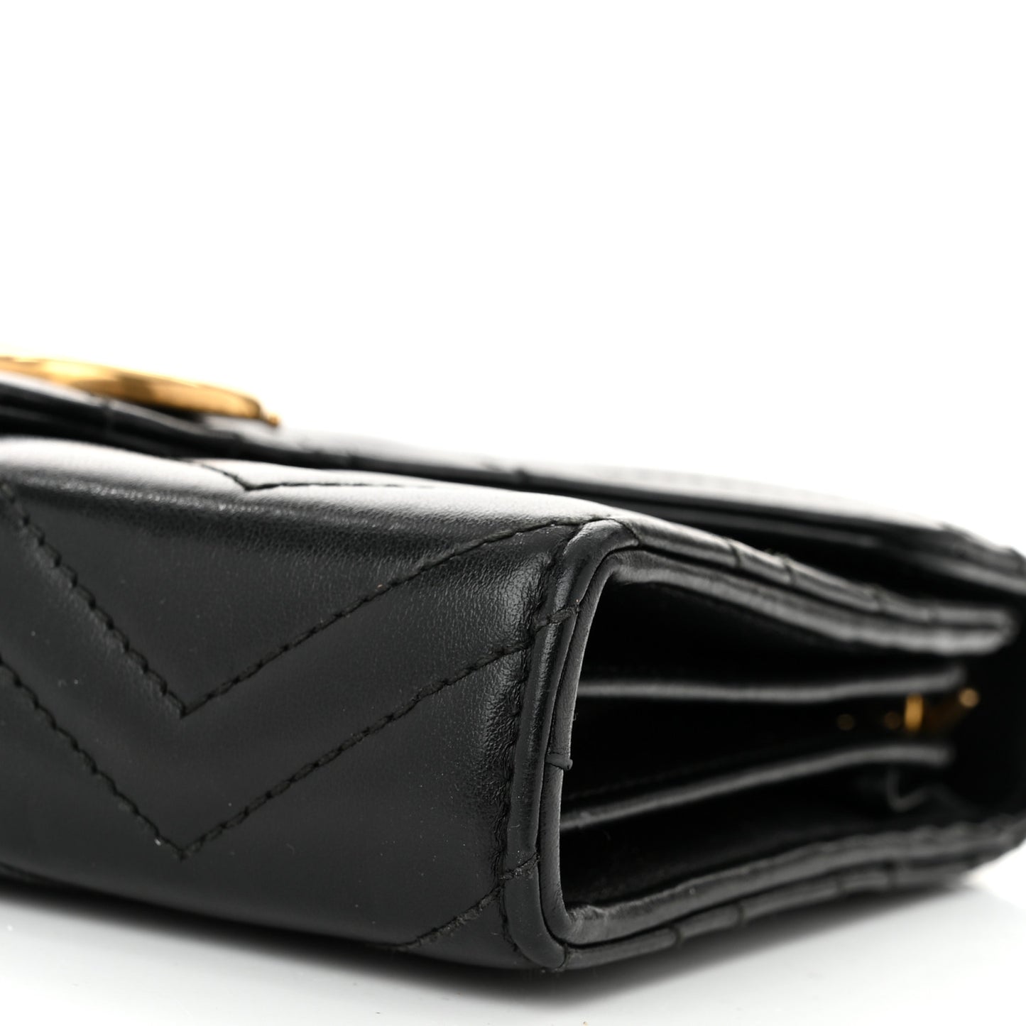 Calfskin Matelasse GG Marmont Chain Wallet Black