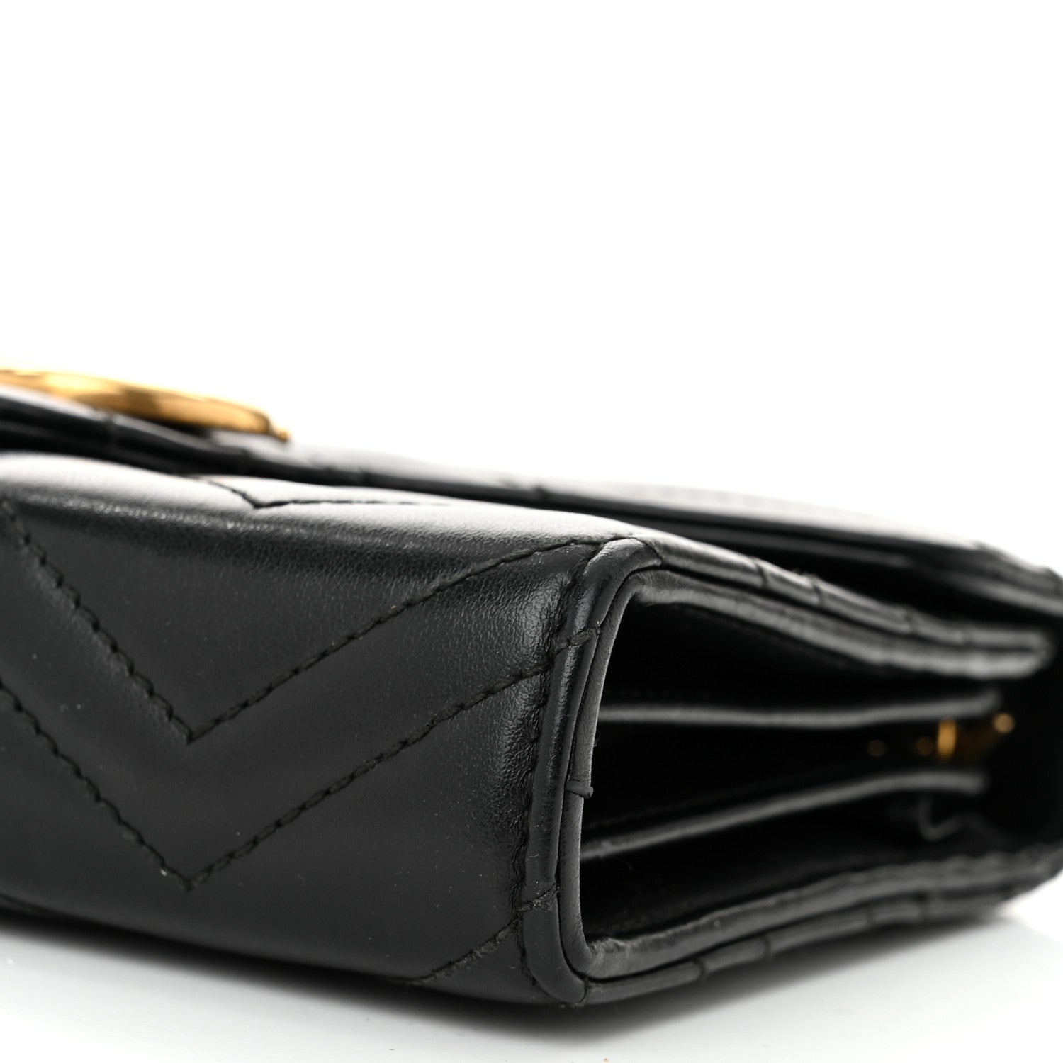 Gucci Calfskin Matelasse GG Marmont Chain Wallet Black 10 of 12