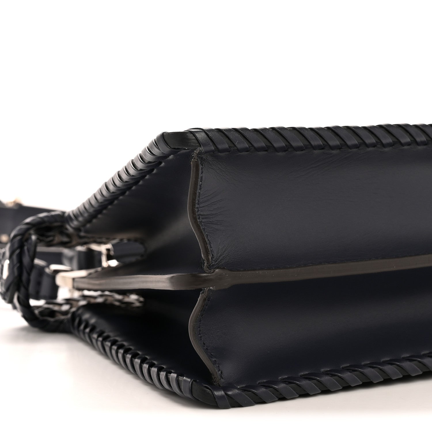 Fendi Vitello King Shiny Nappa Intreccio Petite Peekaboo I SEE U Satchel Midnight 10 of 12