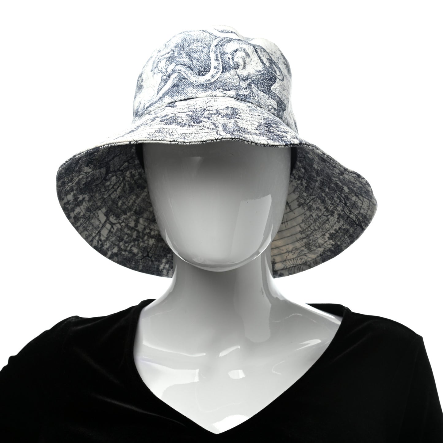 Cotton Toile De Jouy Bucket Hat 57 Blue