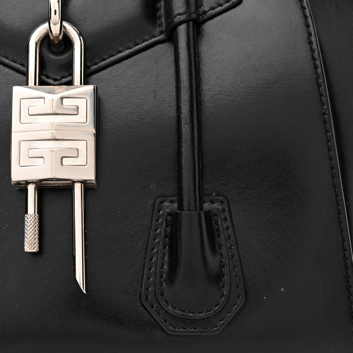 Box Calfskin Mini Lock Antigona Shoulder Bag Black