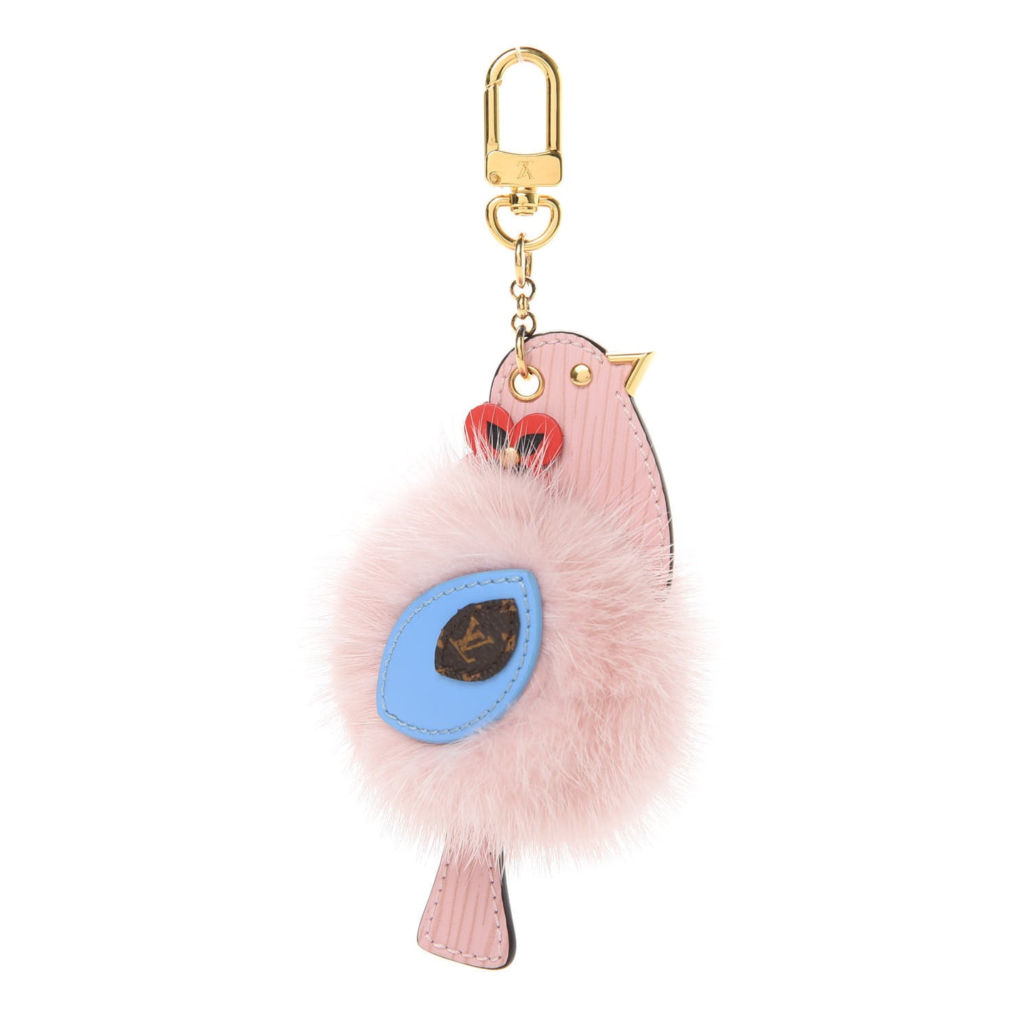 Mink Fur Epi Monogram Bird Bag Charm Rose Ballerine