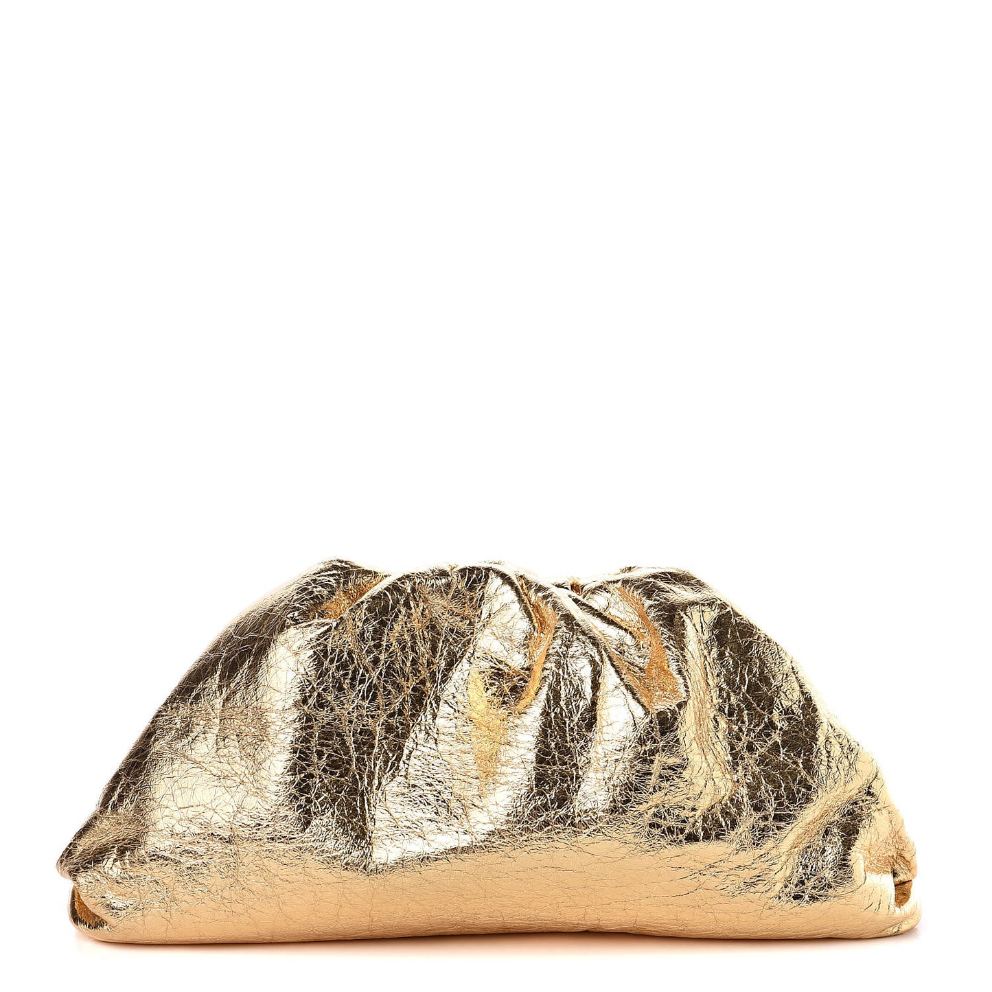 Metallic Crinkled Lambskin The Pouch Oversized Clutch Oro